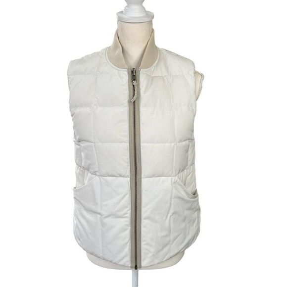 REI Cooperative Women's Reversible Quilted Puffer Vest Goose Down Cream Size S - Picture 2 of 12
